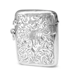 Silver Antique Engraved Vesta Case Circa 1920's