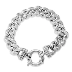 Sterling Silver Chunky Curb Link Bracelet with Bolt Ring Clasp