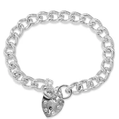 Sterling Silver Curb Link Bracelet With Padlock Clasp