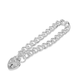 Sterling Silver Curb Link Bracelet With Padlock Clasp
