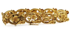 Yellow Gold Antique Plated Floral Bracelet